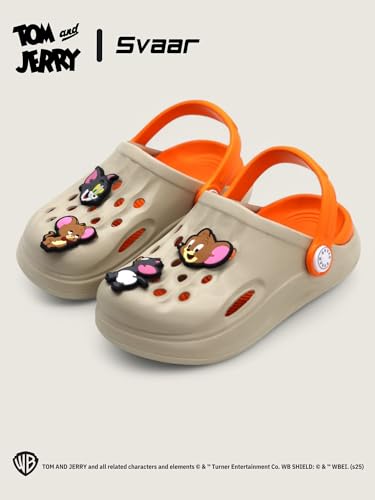 Image of SVAAR x Tom & Jerry Slingback Clog Shoes for Boys & Girls || Indoor & Outdoor Sandals Clogs for Kids with 4 Tom & Jerry Charms