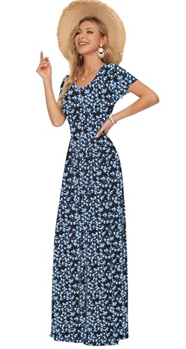 Image of AUSELILY Women's Classic Short Sleeve Loose Plain Casual Long Maxi Dresses for Women 2026