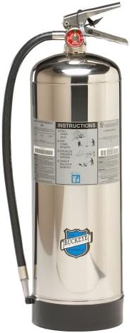 Buckeye 50000 Stainless Steel Water Pressurized Hand Held Fire Extinguisher with Wall Hook, 2.5 Gallon Agent Capacity, 7" Diameter X 9" Width X 24-1/2" Height