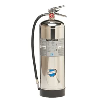 Buckeye 50000 Stainless Steel Water Pressurized Hand Held Fire Extinguisher with Wall Hook, 2.5 Gallon Agent Capacity, 7" Diameter X 9" Width X 24-1/2" Height