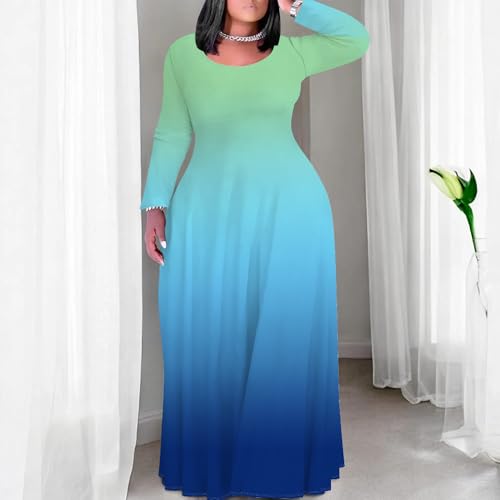 Image of PinkPatty Women's Plus Size Long Sleeve Maxi Dresses T Shirt Boho Fall Dress with Pockets