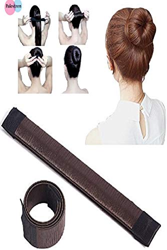 PALESTREN ® Female Hair Style Tool Hair Donut Bun Maker Hairstyle Clip DIY Tool Doughnuts Hair Bun Maker Dark Brown