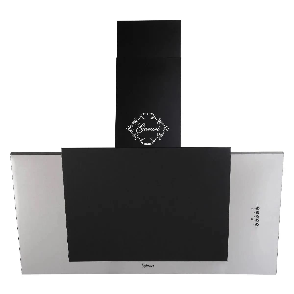 GURARI GCH S 482 60 IS - Campana extractora de pared 60 cm, acero inoxidable, cristal negro, 1000 m³/h, incl. filtro de carbón