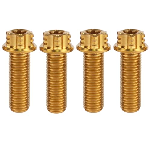 Image of 4Pcs Titanium Bolt Flange Torx Head M8 M10 x 20 25 30mm Screw Bolt for Motorcycle Car Modifications (Gold, M10x30mm Pitch 1.25)