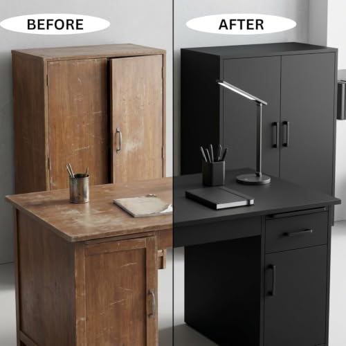 Image of HOME13 Black Matte Wallpaper Peel and Stick Black Contact Paper Self Adhesive Removable for Cabinets Bedroom Drawer Liner Table and Door Decoration(20x50 Inch)