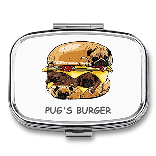 ピルケース 薬ケース サプリケース おもしろ パグバーガー Pug 犬 ミニ薬箱 くすりいれケース 錠剤ケース 収納ケース 2仕切り 長方形 お薬ポーチ 小物入れ 携帯薬箱 薬入れ 携帯用 旅行 薬の飲み忘れ防止 密閉 耐湿 薬ストレージ