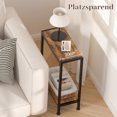 Schmaler Beistelltisch, Nachttisch, 2 Ablagen Nachttisch Schmal mit Stauraum, sofa beistelltisch für schmale Räume, Kleiner Tisch… – Ansicht 3
