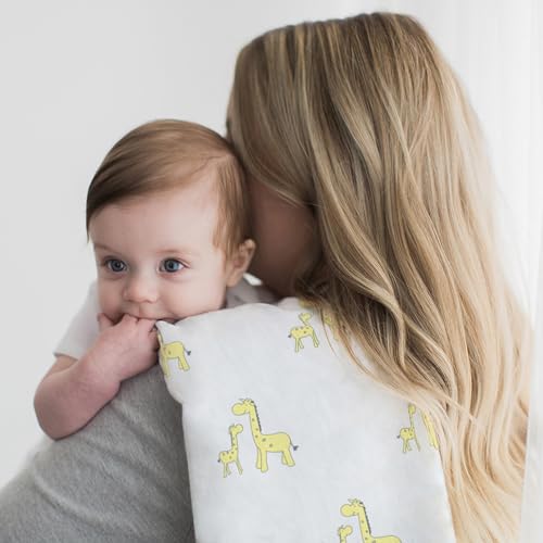 Image of SwaddleDesigns Cotton Muslin Swaddle Blanket, Receiving Blanket for Baby Boys & Girls, Best Registry Gift, 46x46 inches, Little Giraffes, Yellow