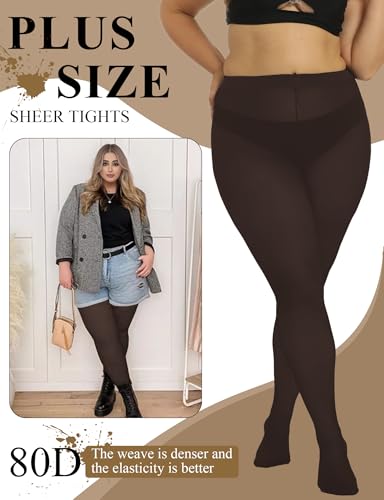 Image of Buauty Plus Size Tights for Women Ultra Soft Solid Color Semi-Opaque Pantyhose,