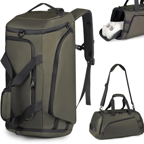 Sporttasche Herren 40L Reisetasche Rucksack mit Schuhfach Nassfach Duffel Bag Fitness Trainingstasche für Herren Damen Gym,Reise,Schwimmen,Sauna (Grün)