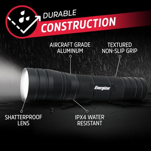 Image of Energizer High Lumen Metal Light, 1,000 Lumen, IPX4 Water Resistant, Aircraft-Grade Metal Flashlight, Bright Emergency Flashlight, Batteries Included
