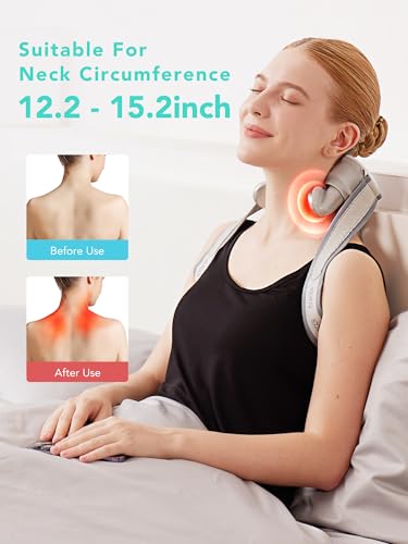 Cordless Neck Massager for Pain Relief with Heat - Electric Kneading Device for Men and Women