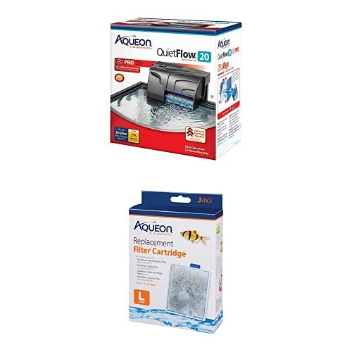Aqueon QuietFlow LED PRO Aquarium Power Filter, Size 20 Bundle