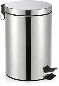 Lixeira Inox 12L com Pedal e Tampa Redonda 40cm Abertura Sem Mãos Compacta para Cozinha Banheiro Escritório Fácil Limpeza