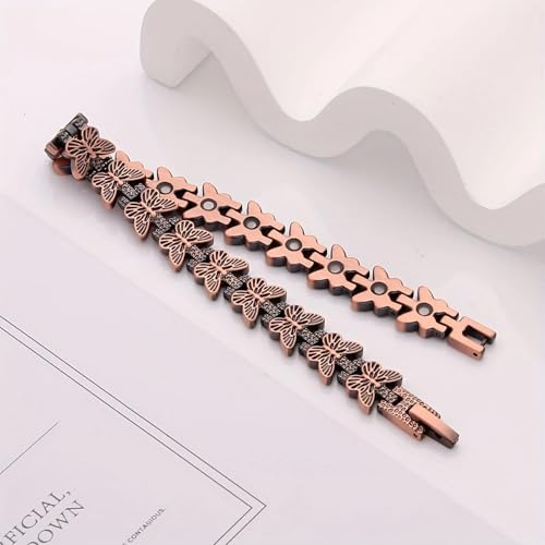 Image of Copper Bracelet for Women 99.9% Pure Copper Crystal Bracelets Link Chain Charm Jewelry Present 3500 Gauss with Adjustment Tool