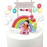 Kitchen-dream 13 STÜCKE Prinz und Prinzessin Geburtstagstorte Kit Regenbogen Kuchen Dekorationen mit Girlande Wolke Ballon Bunten Ballon und Prinz, Ideal für Jungen Mädchen Geburtstag Shower Party