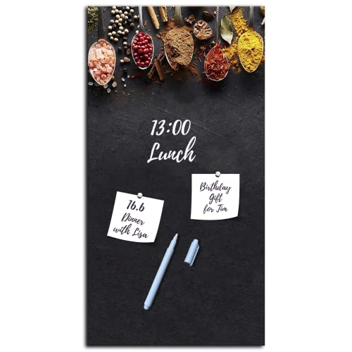 daazoo Glas Magnettafel Black Spices 30 x 60 cm (MOTIV KÜCHE) – Die ideale Magnetwand, die Ihre Notizen und Schnappschüsse perfekt in Szene setzt - Der funktionale Eyecatcher für Küche, Flur oder Büro