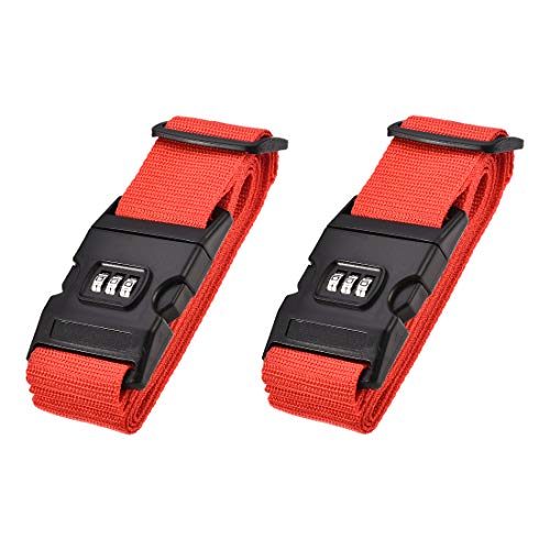 Sangle de bagage robuste en polypropylène rouge avec verrouillage à code pour valise