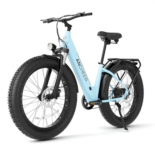 ANCHEER 26' Electric Bike for Adults, 1000W Peak EBike 28MPH 60 Miles Range, 48V 15Ah Built-in Battery - 3A Fast Charging, Fat Tire Electric Bike Off-Road for Women/Men, UL-Certified 7 Speed