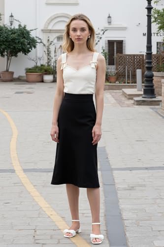 Castamere Women's Bow Knot Heeled Sandals Ankle Strap Buckle Open Square Toe Block Chunky Heels Wedding Dress Bride Fashion 1.4 Inches Heels4