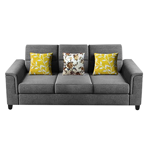 Image of Casaliving Nancy 3 Seater Sofa Set for Living Room | Colour - Grey Sofa Set