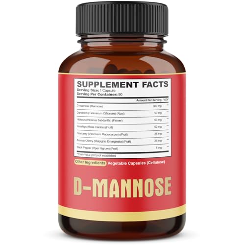 Image of agobi D-Mannose Capsules - 7 Herbs with Cranberry, Dandelion, Hibiscus and More - Support Flush Impurities and Urinary Tract Health - 90 Vegan Capsules 3-Month Supply
