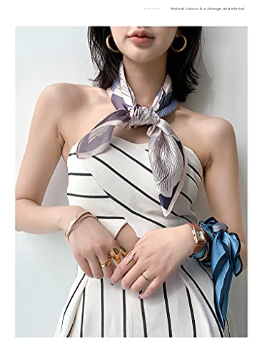 100% Pure Mulberry Silk Medium Square Scarf Head Scarf For Women 27"'X27"(In) Natural Silk Neckerchief Printed Headscarf With Gift Packed (5) #TOP1