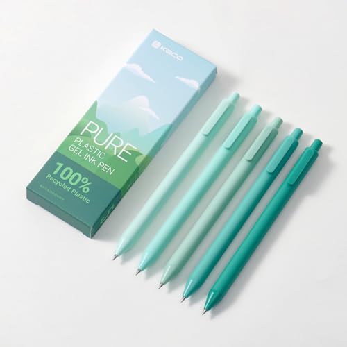 Image of KaCo PURE Eco Friendly Gel Ink Pen Plastic 5 Pieces, Ink Color-Black