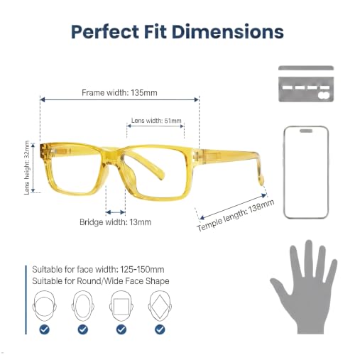 Image of Eyekepper Blue Light Reading Glasses Men Women 4.0, Yellow 2 Pack