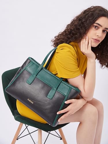 Image of Fargo Urbane Ivory Tote Bag for Women | Large Vegan Leather Handbag with 16-Inch Laptop Compartment, RFID Pockets, Zip Closure | Stylish Office, Travel Tote | Made in India