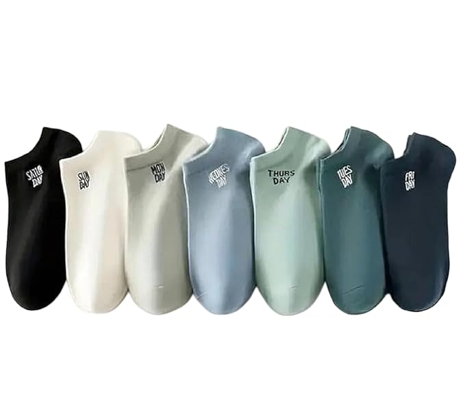 Men & Women 7 Days Printed No Show Ankle Socks Pack of 7 | Cotton Low Cut Casual Socks | Soft & Breathable Socks-image-24