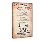 Wife From Husband You Are My Anchor And I Would Be Lost Without You Love Quote Vintage Poster Canvas Artwork Prints Rustic Farmhouse Decorations for Living Room Bathroom Bedroom 12x18inch(30x45cm)