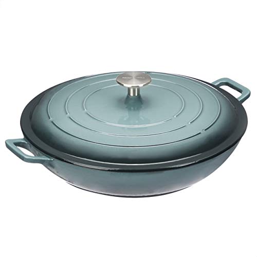 Up To 50% OFF Amazon Basics Enameled Cast Iron Covered Casserole Skillet, 3.3-Quart, Grey