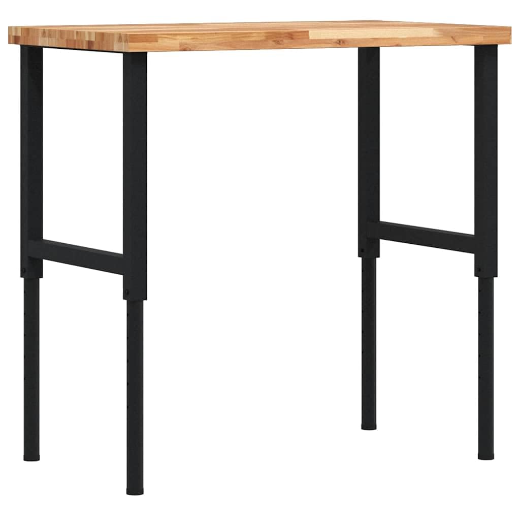 vidaXL Banco Lavoro 100x60x(73-99,5) cm Legno di Acacia Rettangolare, tavolo da lavoro, postazione da lavoro, banco da lavoro in metallo