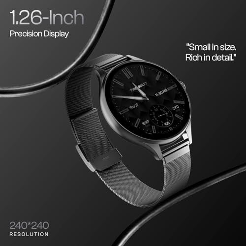 Image of Fire-Boltt Phoenix Air Smart Watch 1.26 inch Round Display, Rotating Button, Wireless Charging, Ultra Lightweight Metal Body, Bluetooth Calling, Smartwatch with Silicone & Mesh Steel Straps Onyx Black