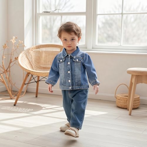 2-6T Boys Girls Christmas Jackets Winter Outfit Button Up Letter Embroidery Santa Baby Denim Coats Outwear4