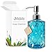 JASAI Diamond Design Soap Dispenser with 304 Rust Proof Stainless Steel Soap Pump, 12 Ounce Kitchen Soap Dispenser for Bathroom, Hand Soap, Dish Soap (Clear Blue).