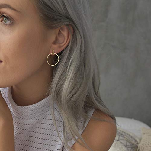 Circle & Bar Front Hoop Earrings | 18k Gold Plated Hypoallergenic Brass4