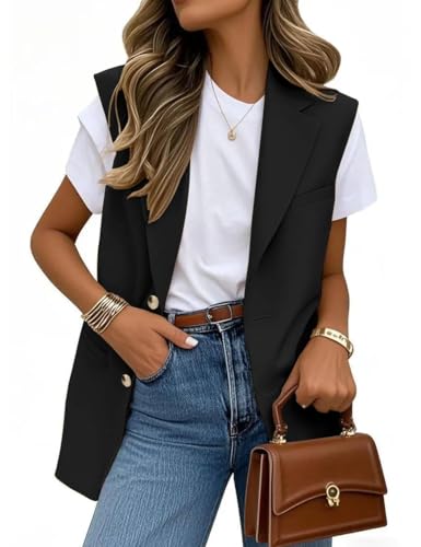 IDEALSANXUN Womens Vests Fashion Casual Sleeveless Blazer Dressy Vest Tops
