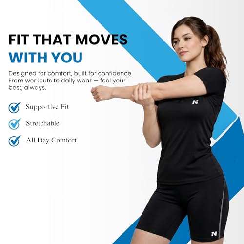 Image of NINQ Sports Set for Women with Half Compression Set | Half Sleeve T-Shirt With Skin Tight for Swimming, Gym, Cycling & Workout