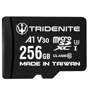 TRIDENITE 256GB Micro SD Card, MicroSDXC Memory for Nintendo-Switch, GoPro, Drone, Smartphone, Tablet, 4K Ultra HD, A1 UHS-I U3 V30 C10, Up to 95MB/s Read, with SD Adapter