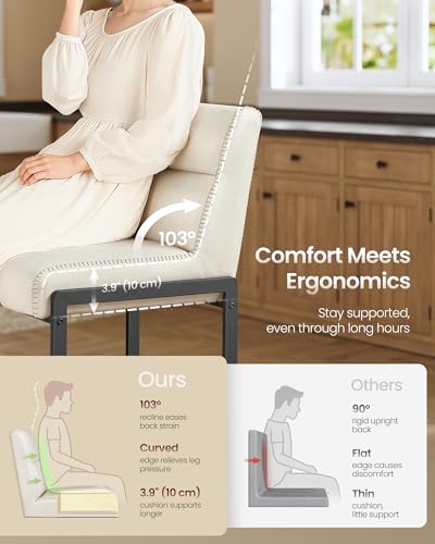Image of VASAGLE EKHO Collection - Bar Stools Set of 2, Counter Height Stools with Backs, 26.4-Inch Barstools Chairs, Synthetic Leather with Stitching, Mid-Century Modern, Cream White ULBC116WD02