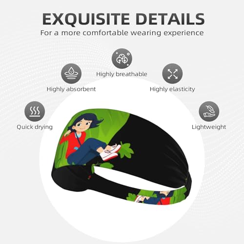 Elastic Sports Headband Hairband BROLEO Little girl climbing strawberries Printing Quick Drying, Moisture Wicking4