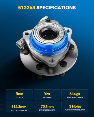 Image of PHILTOP 512243 x1 Rear Wheel Bearing Hub Assembly for Cadillac SRX, STS