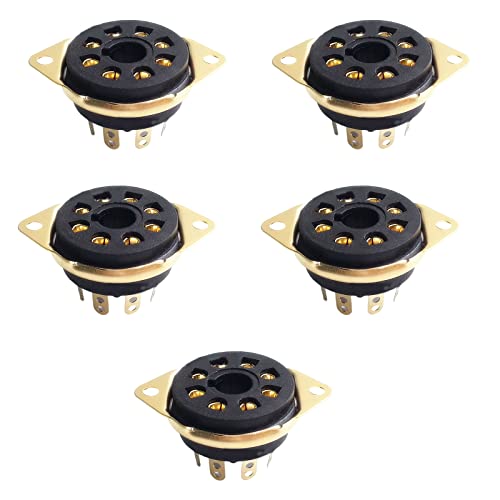 Haoyull 5pcs 8Pin Vacuum Tube Socket Base Octal for KT66 KT88 6SL7 6SN7 6V6 5AR4/GZ34 for Enthusiasts Professional