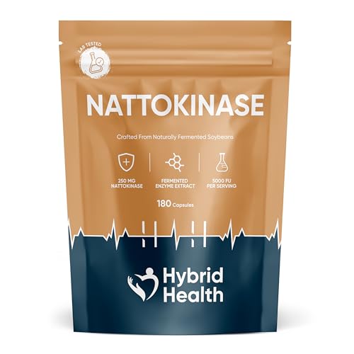 Hybrid Health Nattokinase 5000FU 250mg Supplement - 180 Vegan Capsules High Strength Japanese Natto Independently Third Party Lab Tested 3 Months Supply