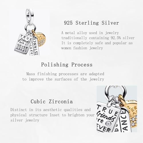 Charms Beads 925 Sterling Silver Gold Love Murano Glass Dangle Pendant with 5A Cubic fits for Charms Bracelets for Woman Girl Mother's Day Christmas Birthday Gift4