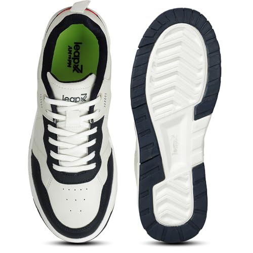 Image of Liberty LEAP7X NOBLESTEPE Sneakers for Men - Black & Navy Blue Lace-Up Casual Shoes | Memory Foam Cushioned Insole, Lightweight Sneakers, Walking, College, Travel & Casual Outings