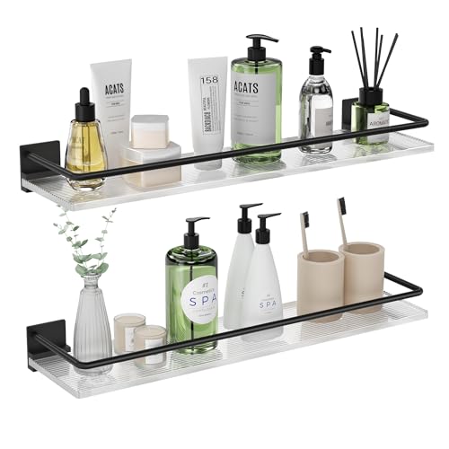 IBOFYY Acrylic Bathroom Floating Shelves - Set of 2, Wall Mounted Shelves for Suitable for Lavatory...