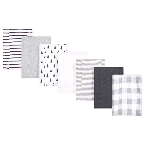 Image of Touched by Nature Unisex Baby Organic Cotton Burp Cloths, Gray Plaid, One Size